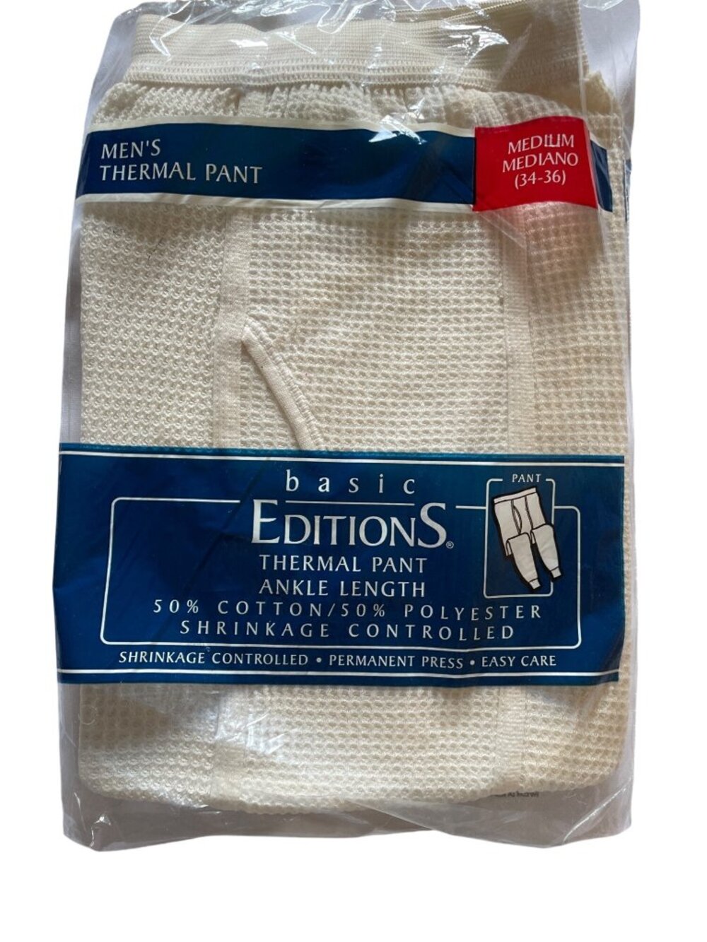 Thermal Pant Ankle Length Medium 34-36 Mens Winter Waffle Knit